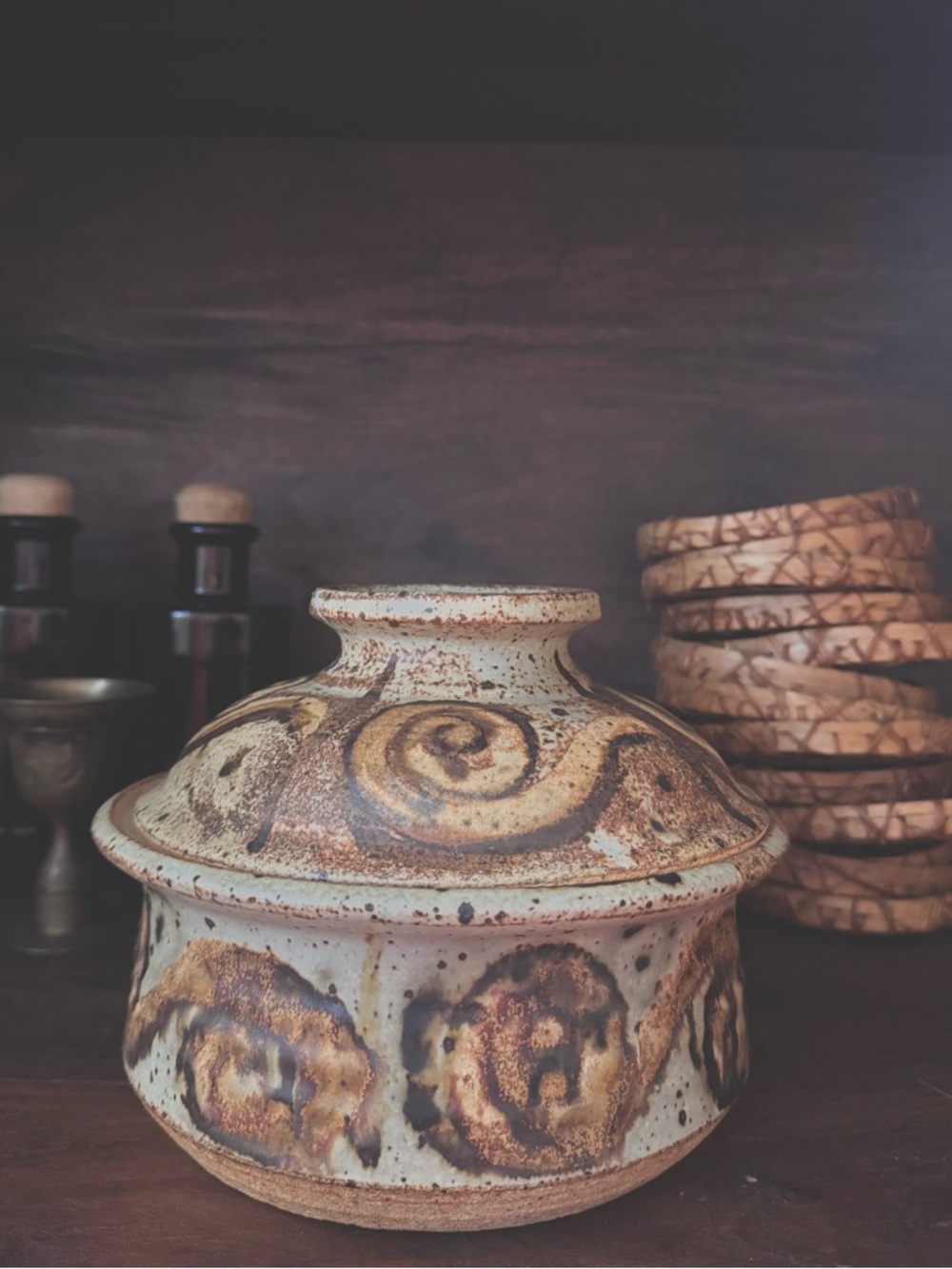 Vintage Studio Pottery Lidded Stoneware Rustic Vessel